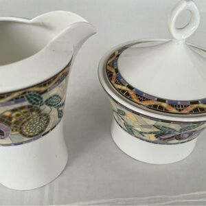 Mikasa Ultima + White and Multicolor Creamer and Sugar Set